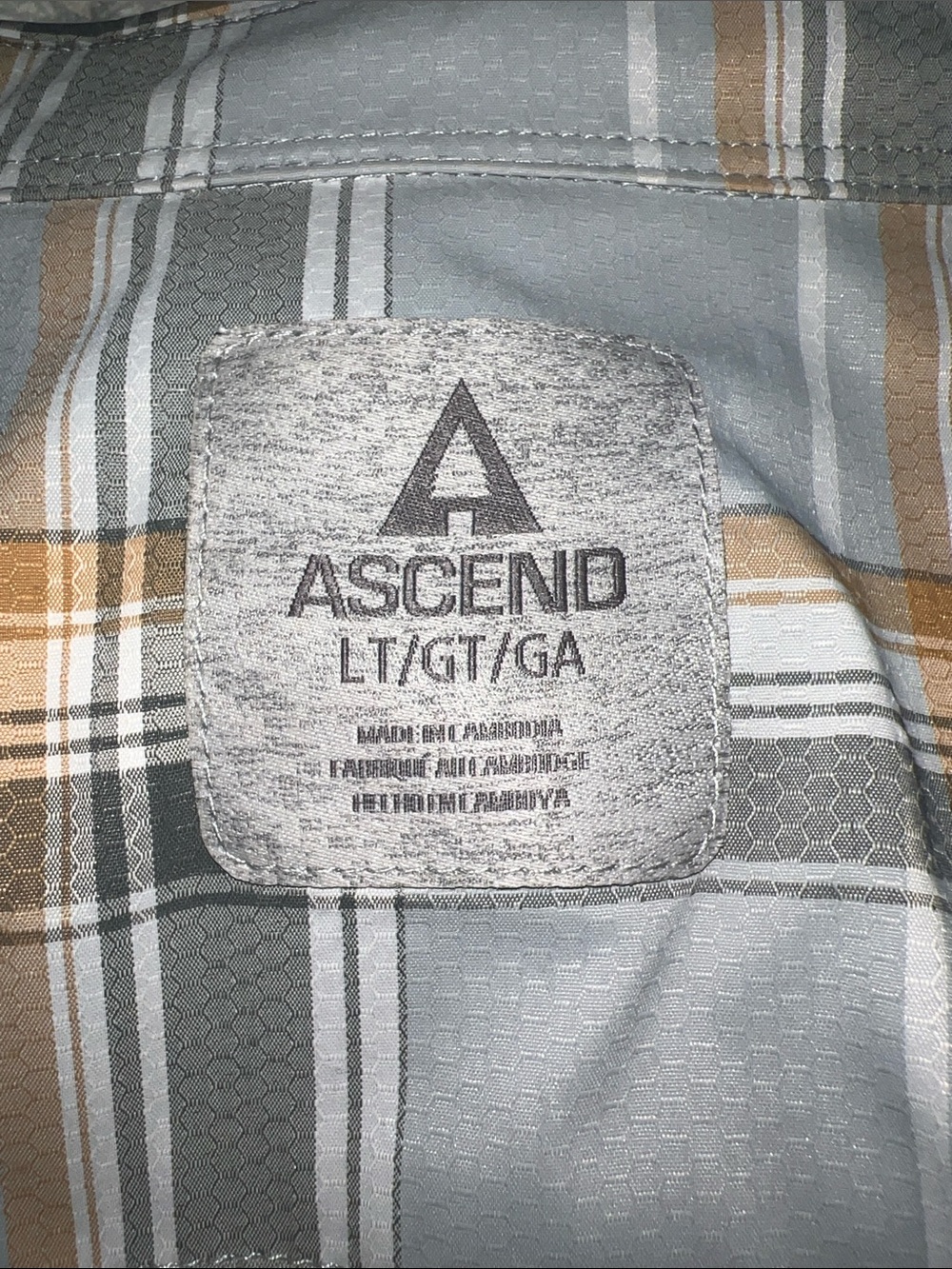 Ascend Plaid Shirt in Light Gray, Tan & White - Picture 2 of 4